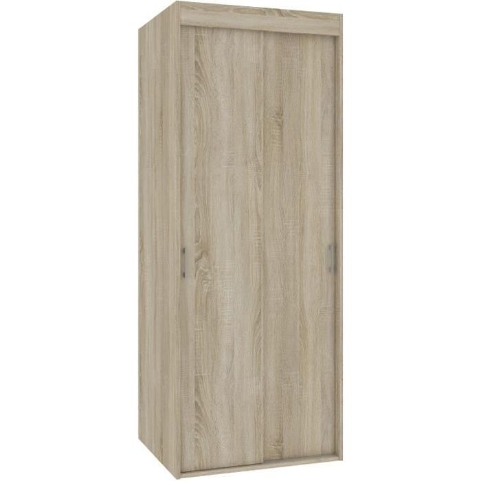 CECILA - Armoire portes coulissantes style contemporaine - 180x70x60 cm - Meuble de rangement Espace penderie - Dressing - Sonoma
