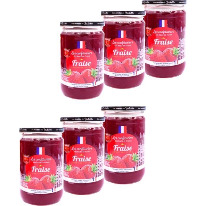 Confitures Extra Fraise Les confituriers des Hauts-de-France Fabriquées en France Qualité reconnue Fraises Françaises Pots Réut 58