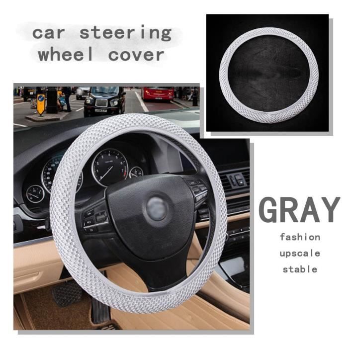 Couvre volant,Housse de volant de voiture, respirante et antidérapante, bricolage Abarth Fiat 500 Mercedes W204 W203 - Type Gris