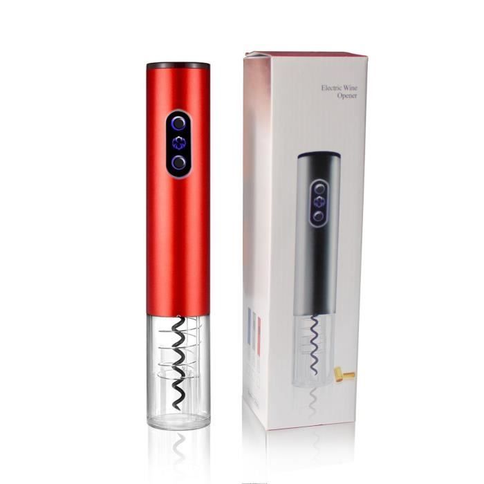 Tire-Bouchon,Ouvre bouteille électrique Rechargeable avec coupe feuille et chargeur ouvre bouteille - Type Battery Power Red