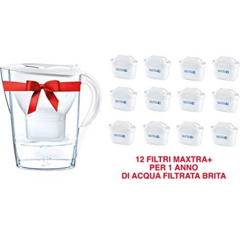 BRITA Kit Marella avec 12 filtres Maxtra + Carafe filtrante pour Eau, 2,4 L, Blanc 1036534