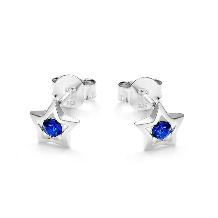 butterfly Filles Boucles D'oreilles Argent Sterling Bleu Vrais Swarovski Elements Étoile Pochette à Bijoux Cadeau Enfant Fille