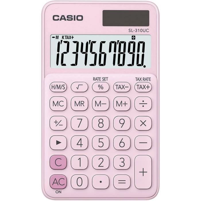 Casio SL-310UC-PK Calculatrice de poche rose Ecran: 10 solaire, à pile(s) (l x H x P) 70 x 8 x 118 mm