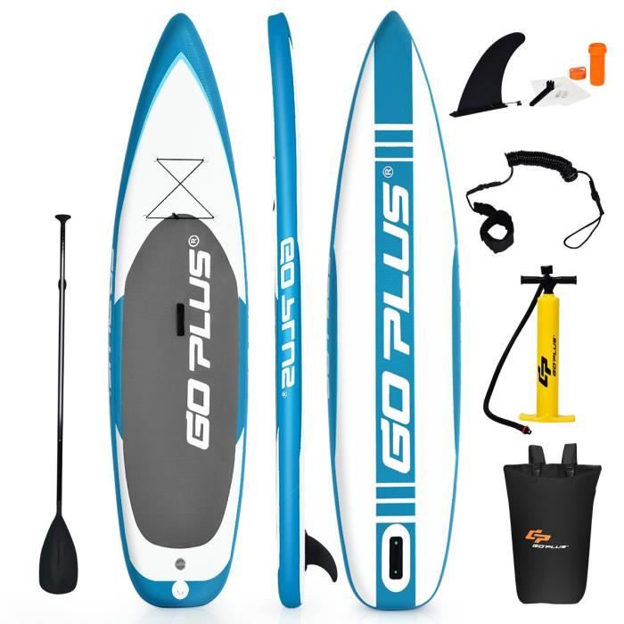 COSTWAY Stand Up Paddle Gonflable 335 x 76 x 15CM Charge 150KG avec Pagaie Réglable,Pompe,Sac à Dos,Aileron Kit de Réparation Vert