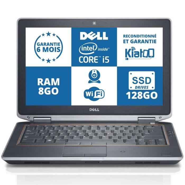 ordinateur portable dell latitude e 6220 core i5 8 go ram 128 go SSD drive,wifi,garantie 6 mois, pc portable reconditionné