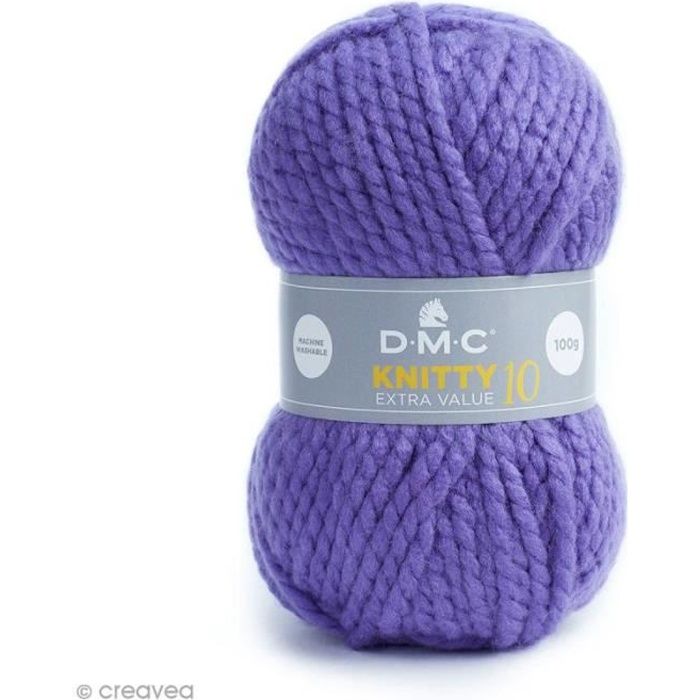 Laine Knitty 10 DMC - 100 g Laine Acrylique XL Knitty 10, de DMC :Coloris: Violet 884Matière : 100 % acrylique Poids : 100 g