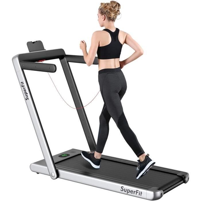 GOPLUS Tapis de Course Pliable,Vitesse Ajustable 1-12KM/H avec Bluetooth,Haut-Parleur Intégré ,Télécommande et Support Téléphone