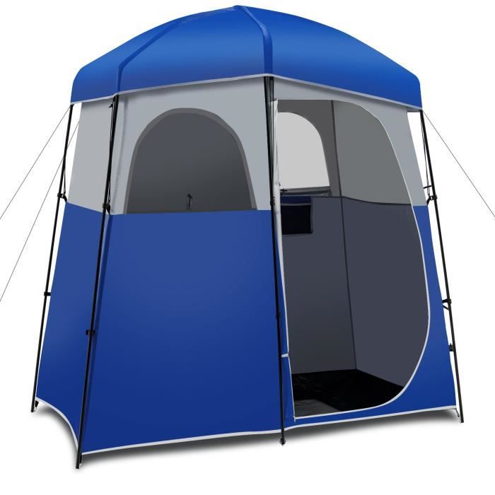 GOPLUS Tente de Douche Double avec 2 Chambres,210x106x222CM,Tente de Plage Toilette Étanche avec Sac de Transport,pour Camping/Plage