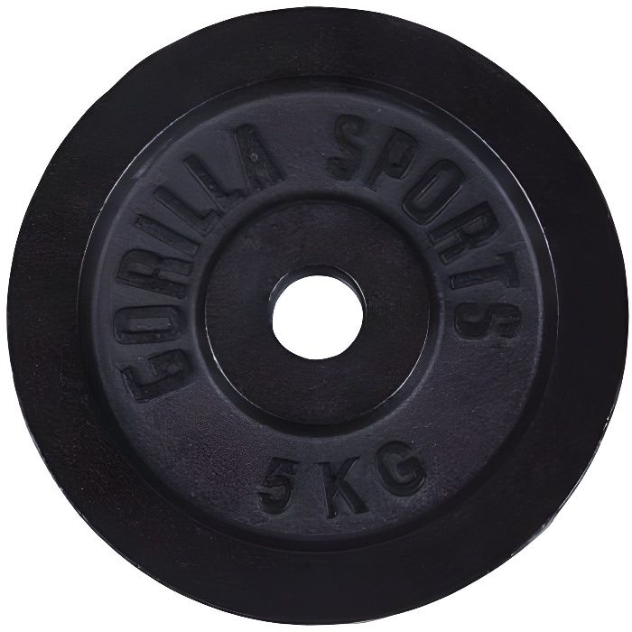 1 x disque de poids en fonte noire de 5kg - Ø 31mm d'alésage