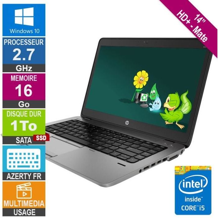 PC Portable 14- HP EliteBook 840 G2 Core i5 2.7GHz 16Go/1To SSD W10 AZERTY