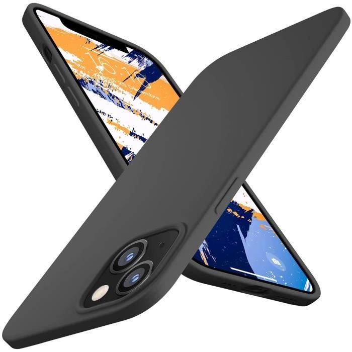 Coque Iphone 13 mini / Coque Silicone Gel Ultraslim - Noir + 2 Films Verre Trempé