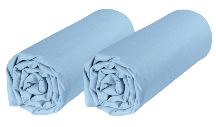 Lot de 2 draps housses bébé coton bio pour berceau et couffin ovale 40x80 bleu - Bleu - P'tit Basile