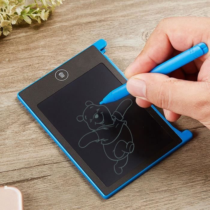 SHOP-STORY - Mini Tablettes LCD Ardoises Magiques Effaçables pour Écriture et Dessiner avec un Stylet - Bleu
