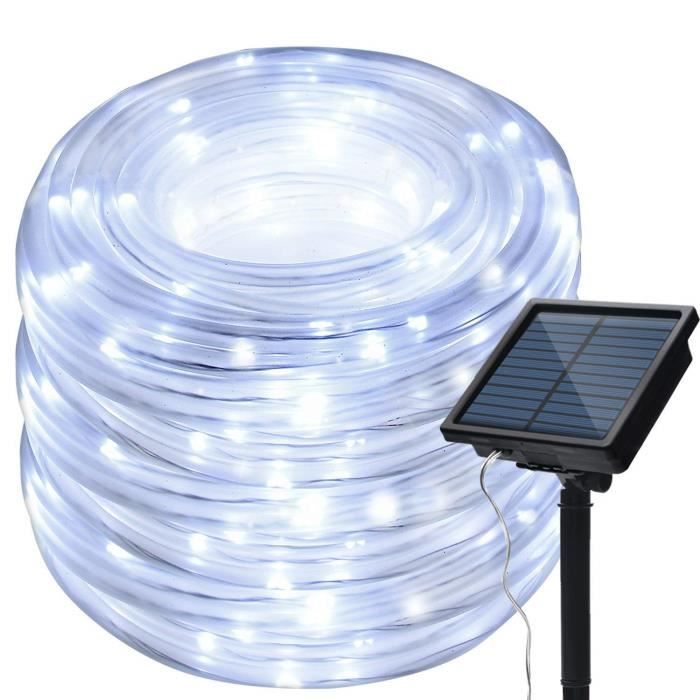 Guirlande Lumineuse Extérieur LED, 12m 100LED Flexible Solaire Lumière de Bande Décoration pour Jardin Mariage Fête Noël Maison