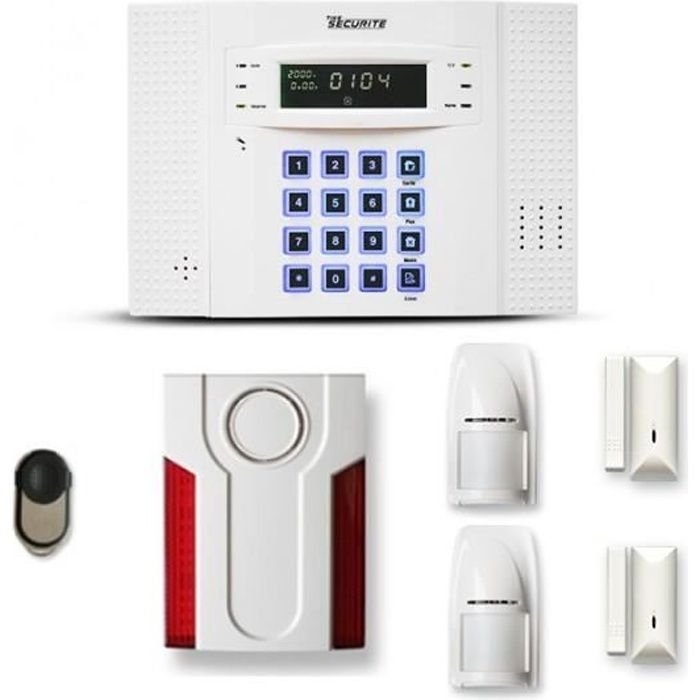 Alarme maison sans fil DNB 1 à 2 pièces mouvement + intrusion + sirène extérieure - Compatible Box internet