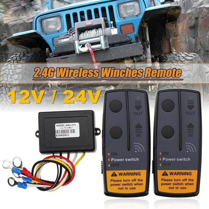 Kit Télécommande Sans Fil Pour Treuil 12V - Portée 150 Pieds - Étanche IP65 - 2 Télécommandes Incluses - 8