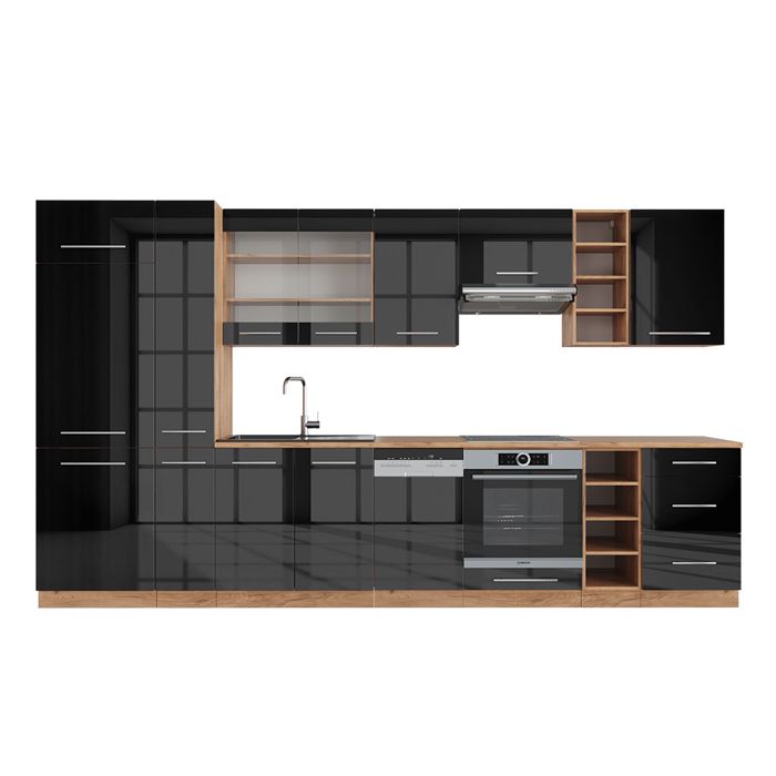 Meuble cuisine Fame-Line, Bleu foncé brillant, 80 cm, PT Chêne, Vicco