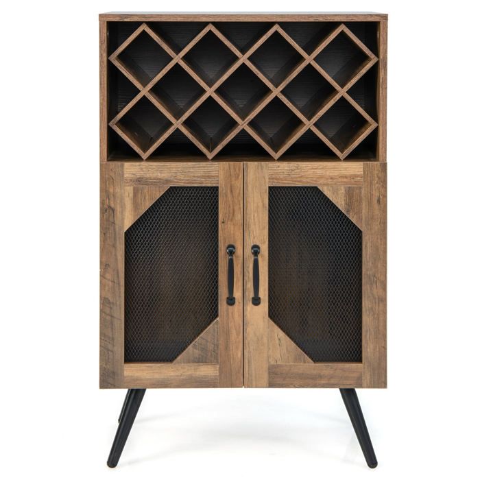 Meuble Range-bouteilles Industriel 12 Emplacements Et Porte-verres  H86 Cm Louis Marron 131263 1694421507