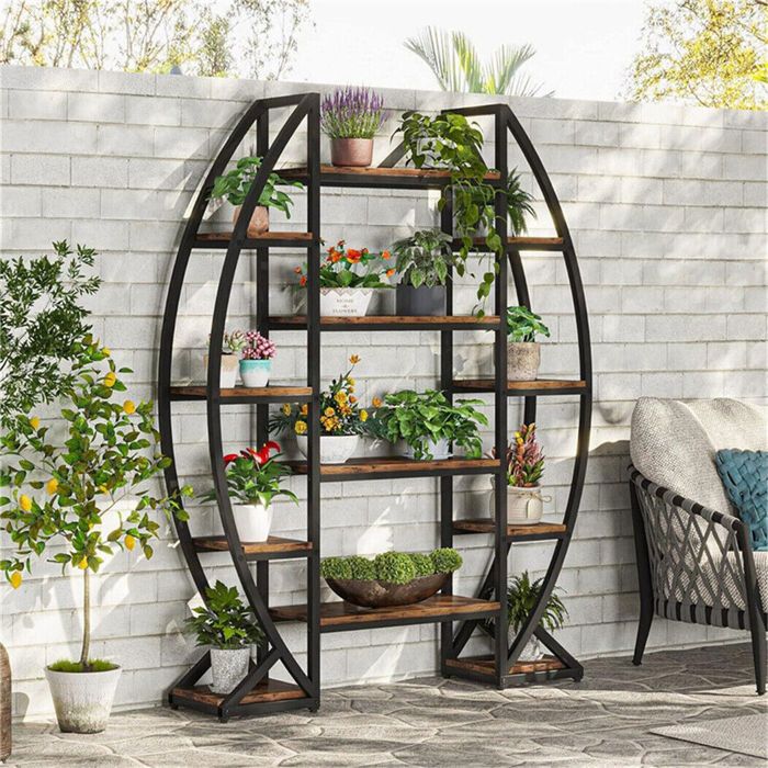 Support à Fleurs - UNHO - Multi-niveaux - Métal et MDF - 125x30x177cm - 8 Niveaux