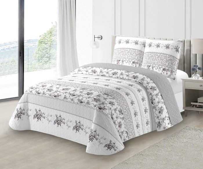 Caleffi Couette Couvre-lit Double - Satin Coton Argent