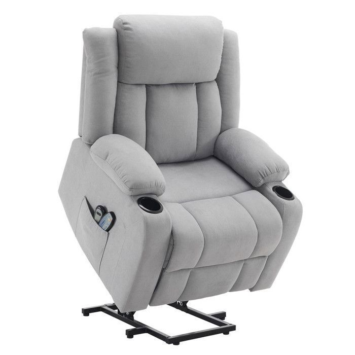 Fauteuil releveur Fauteuil de Relaxation électrique massant inclinable et Chauffage 74x88x103 cm Gris Fauteuil releveur Fauteuil de Relaxation électrique massant inclinable et Chauffage 74x88x103 cm Gris