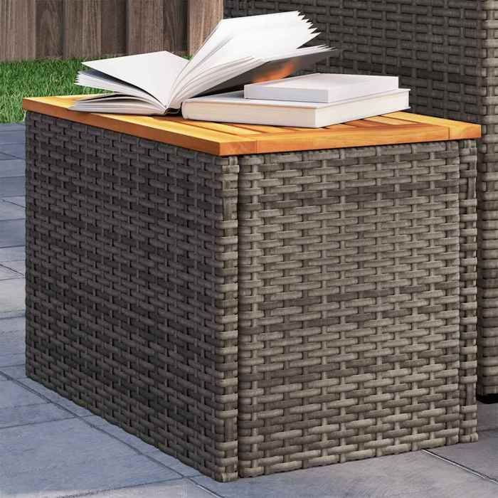 vidaXL Tables dAppoint de Jardin 2 pcs Tables Basses avec Pieds Meubles de Terrasse Patio Extérieur Gris Résine Tressée 366131