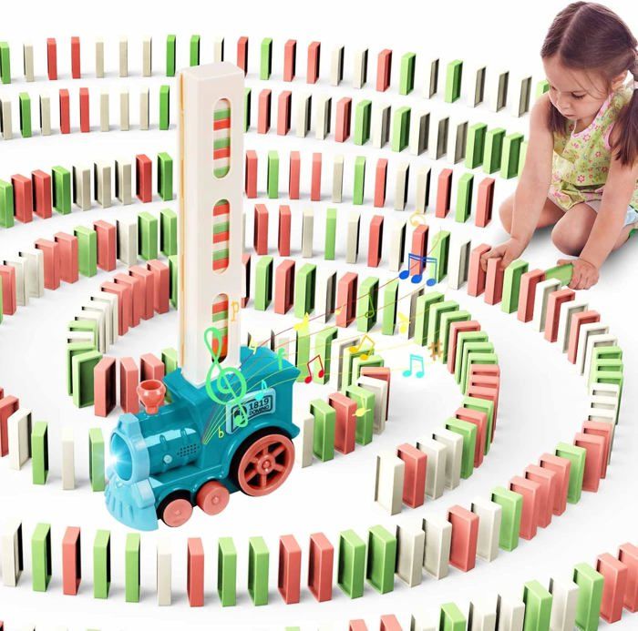 Train Électrique Domino Diy Pose Automatique Train Domino Blocs de Construction Jouet Éducatif pour Enfants Cadeaux Vache Train Électrique Domino Diy Pose Automatique Train Domino Blocs de Construction Jouet Éducatif pour Enfants Cadeaux Vache