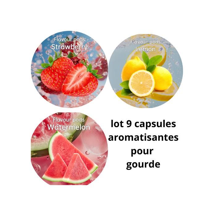 Gourde Sport Avec 7 Capsules Aromatiques - Bouteille D'Eau Parfumée Sans Sucre - 650 Ml En Tritan Sans BPA