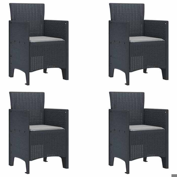 NEW 2025 Chaises de jardin - GKO - Fauteuil jardin - avec coussins - 4 pcs Anthracite Rotin Synthétique - size:53x49x85 cm @@3920