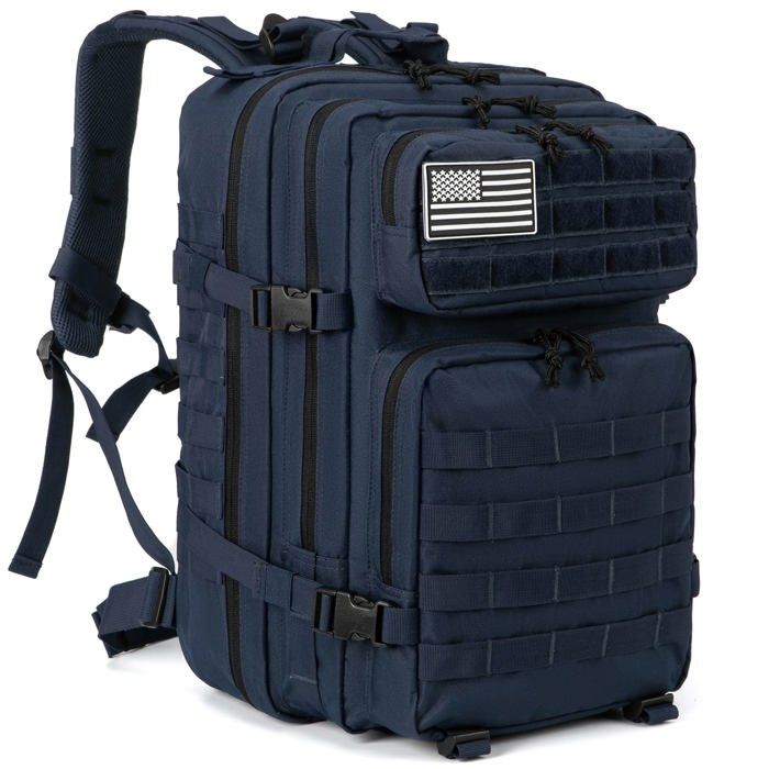 Sac à dos Tactique Militaire - Maavoki - 45L - Polyvalent Imperméable - Ergonomique - Bleu Marine