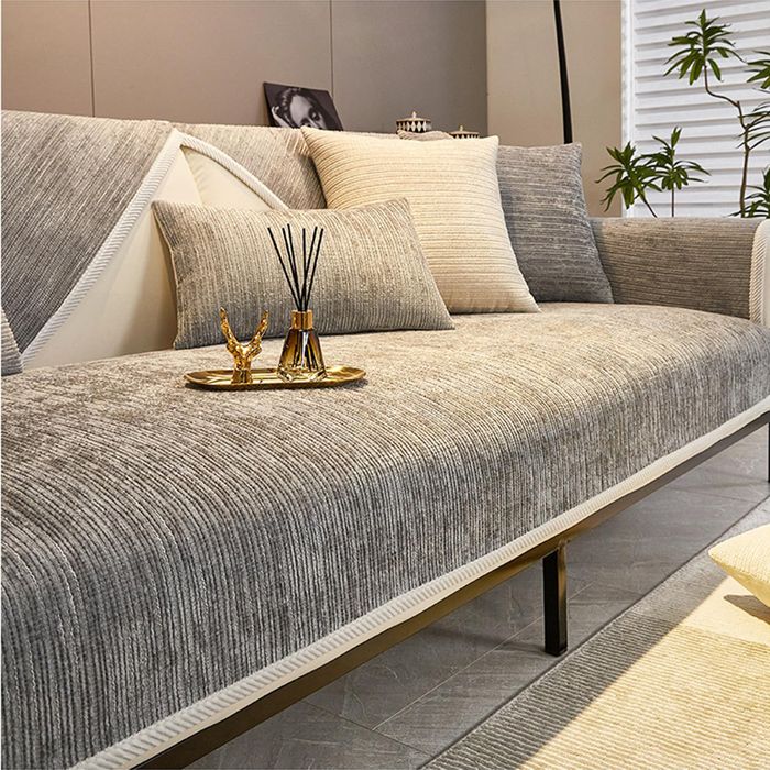 Protège canapé en tissu chenille housse extensible antidérapante pour sofa 1-4 places vert