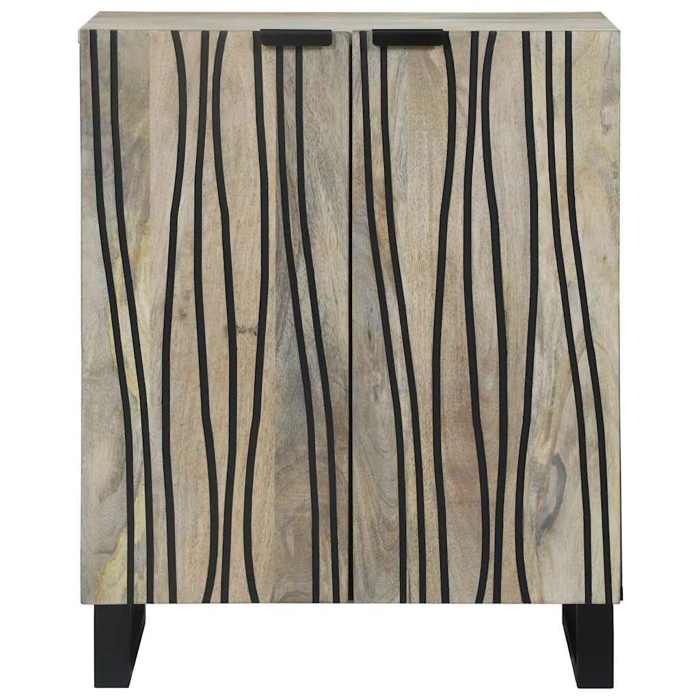 Blanc Buffet de rangement - SOLOMOON - Commode salon - Blanc 60x33.5x75 cm - Bois de manguier massif FR4707