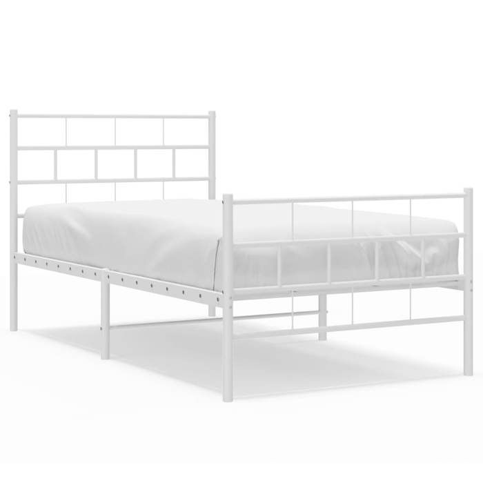 Printemps/été 2025 Structure de lit - SOLOMON - pour Adulte/enfant métal sans matelas et pied de lit blanc 107x203 cm LV1575