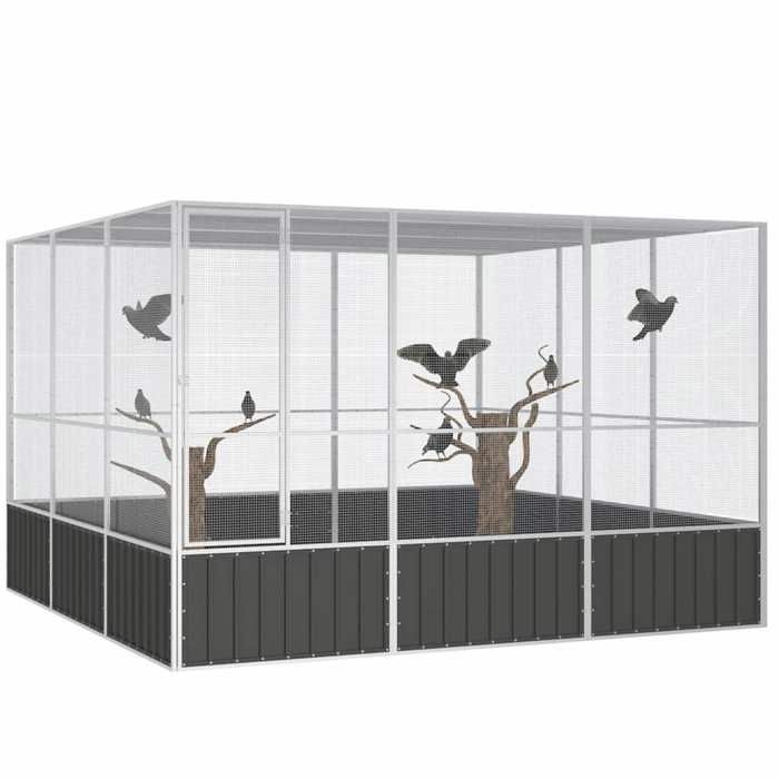 Meilleurs prix pour SALE dhiver Cage/Enclos à oiseaux - UU - Grande Volière - Anthracite 3025x3245x2115 cm Acier galvanisé CC649