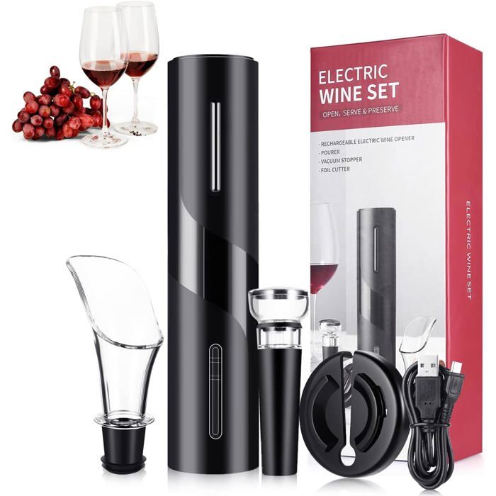 ZOYIDOUX Tire-Bouchon Électrique Rechargeable 8 En 1 - Coffret Cadeau Inox Avec Accessoires Vin