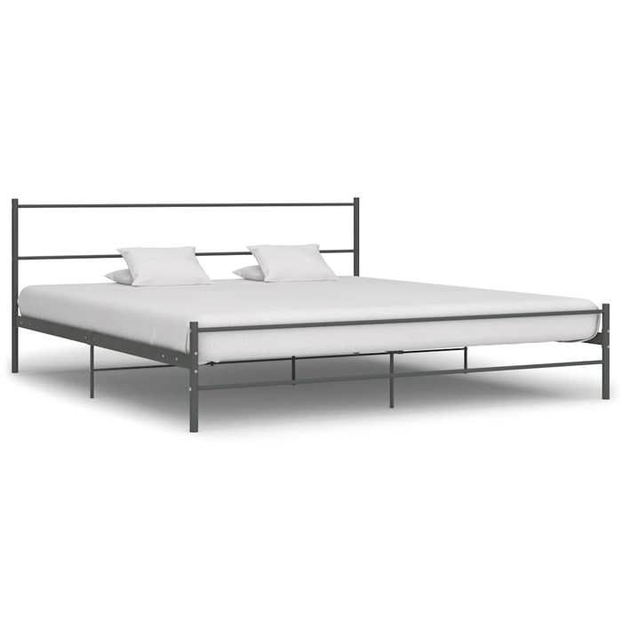 Bonne qualité - Cadre de lit sans matelas gris métal 180x200 cm - haut de gamme -12330