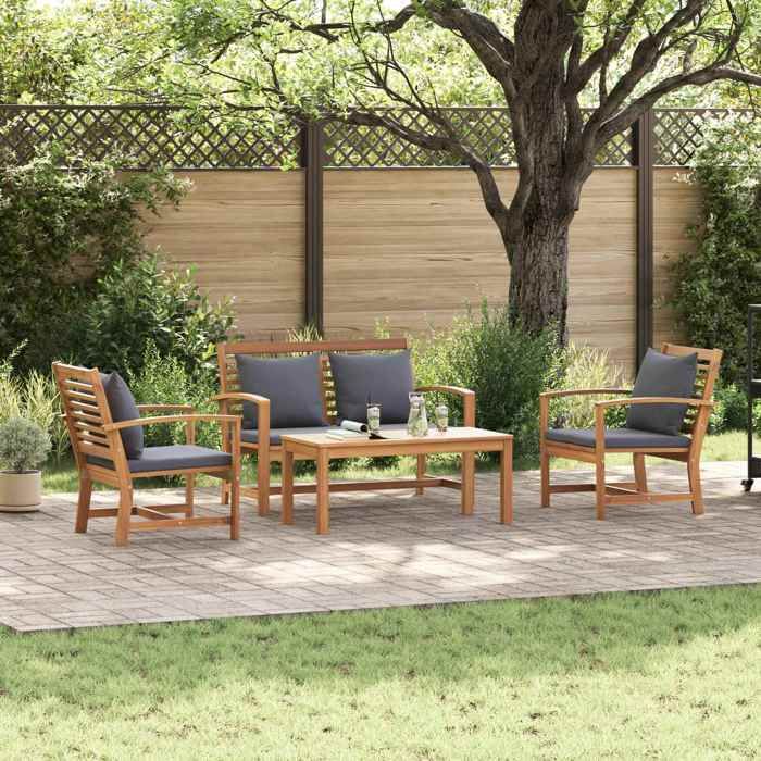 vidaXL Ensemble de canapé de jardin 4 pcs Naturel Bois de teck massif 3356854
