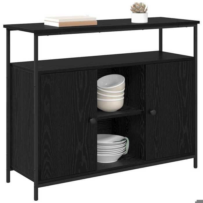 Bahut/Commode couloir - Noir SWEETY Buffet Chêne noir 100x35x80cm - bois dingénierie CL91651002681