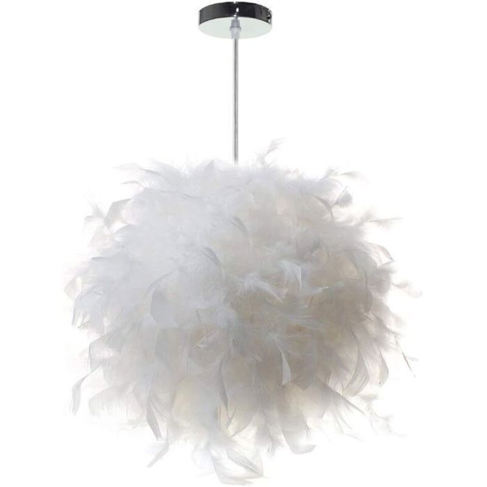 Suspension plume luminaire blanc moderne lustre abat-jour 30cm pour salons chambres denfants ampoule non incluse - RWSuspension