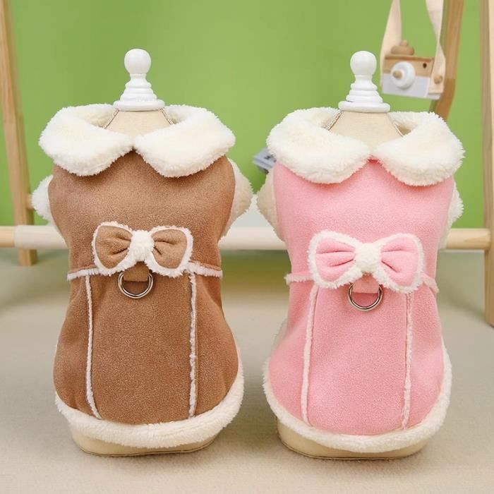 Lot de 2 manteaux dhiver pour petits chiens et chats manteaux en peau de mouton pour chiens et chats avec boucles rose + Heerico