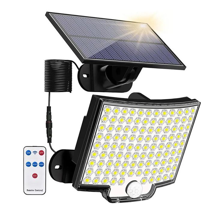 Lampe solaire exterieur 106led detecteur de mouvement - Roame - eclairage exterieur solaire 3modes télécommande projecteur solaire