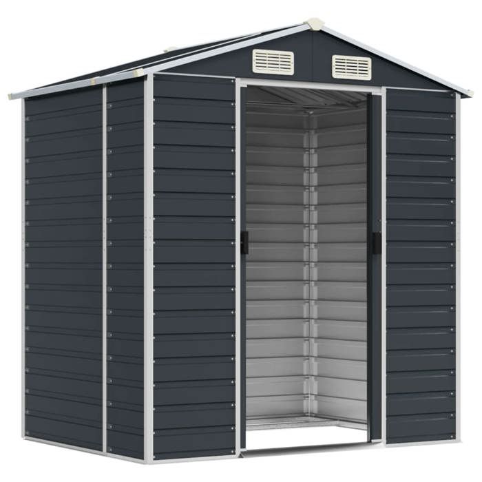 Abri de jardin galvanisé - vidaXL - en acier - anthracite - 191 x 130 x 198 cm pzi12k3502