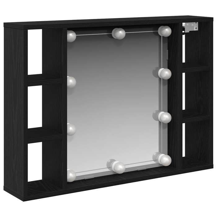 548000 Armoire Miroir Chêne Noir 76 x 15 x 55 cm en Bois dingénierie avec 6 étagères pour Salle de Bain