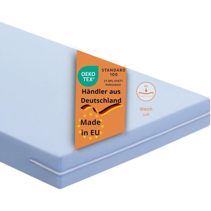 sleepling Matelas 90x200 cm mousse confort fermeté 2 Basic 20 matelas roulé Fabriqué en UE OEKO-TEX 100 lavable à 40 °C