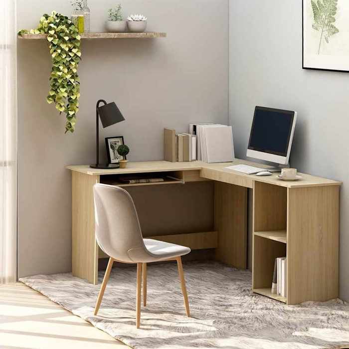 Meilleure MEUBLE Bureau dangle en forme de L Chêne sonoma Bois dingénierie&01_4645