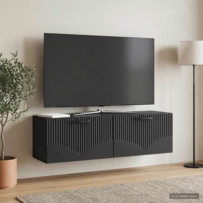 Meuble HIFI - Meuble TV mural Noir 98 x 31 x 30 cm en Bois dingénierie - Table TV/Banc TV pour Salon 256663