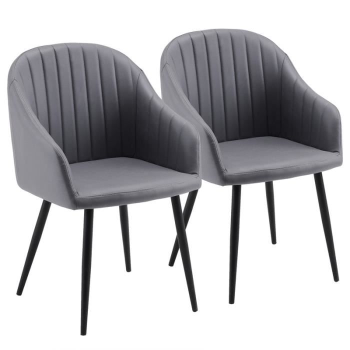 lot de 2 chaises de salle à manger avec accoudoirs, gris