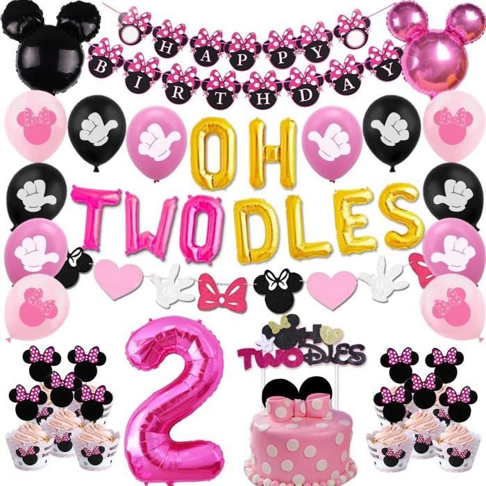 Minnie Decoration Anniversaire 2 Ans Pour Filles Minnie Oh Twodles Ballon Banniere Minnie Ballon Decoration De Gateau Emballages Pou Cdiscount Maison