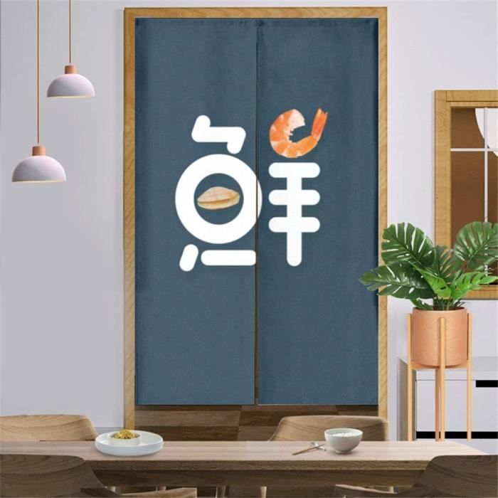 Rideau Japonais Noren Coton/lin – 85x180cm, Motif Soleil Rouge – Séparation De Pièce, Décoration Style Minimaliste - 2