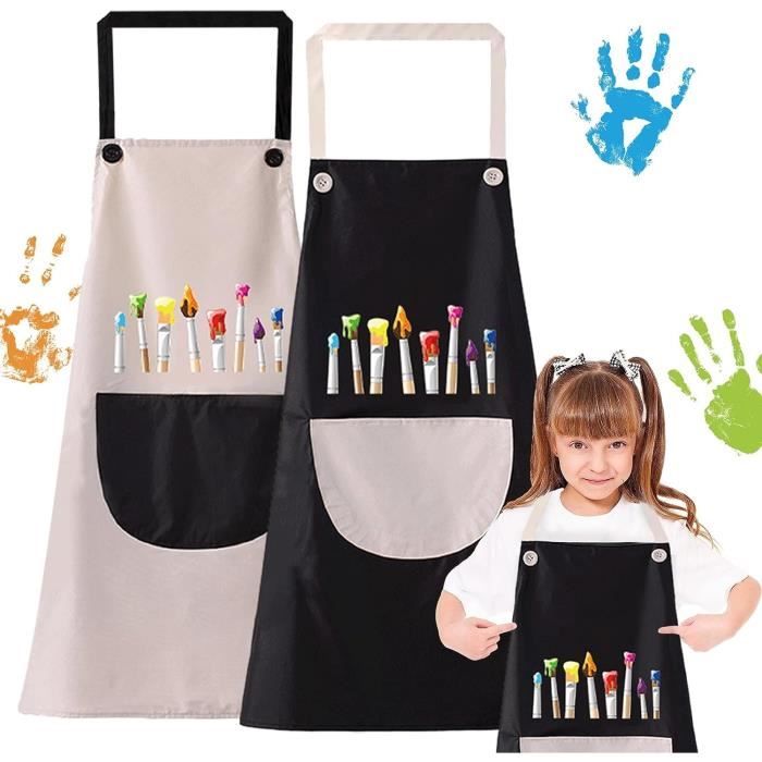 Tablier Peinture Enfant Lot De 2 – Imperméable PEVA – Avec Manches – Pour Bricolage, Cuisine Et Jardinage – 3-6 Ans